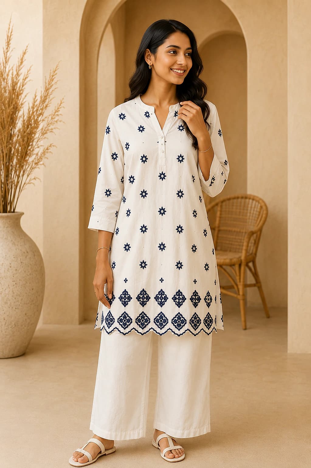 Ivory Embroidered Tunic