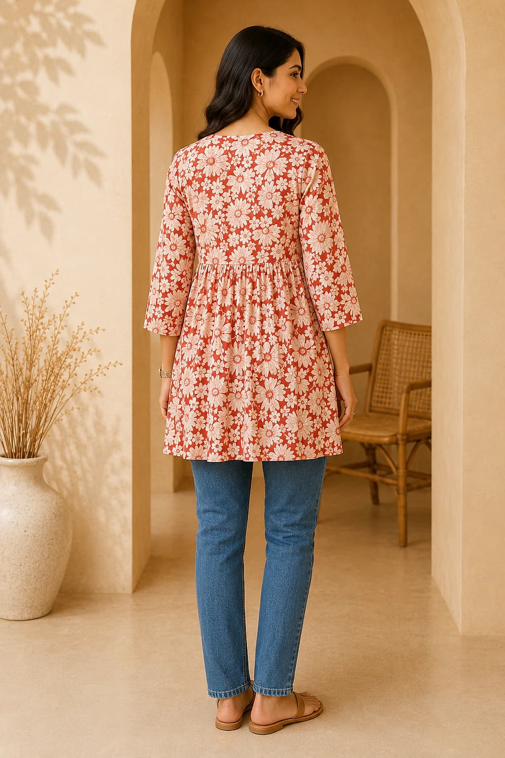 Peach Floral Top