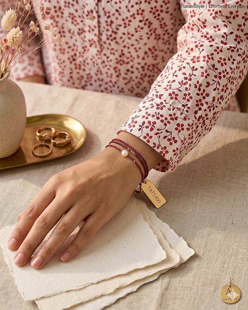 Blush Floral Kurti — sleeve detail