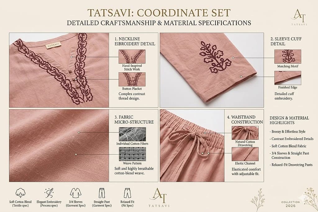 Blush Pink Co-ord Set — fabric & care
