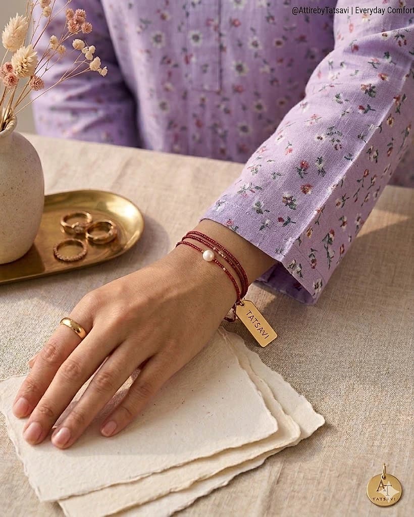 Lavender Floral Top — sleeve detail