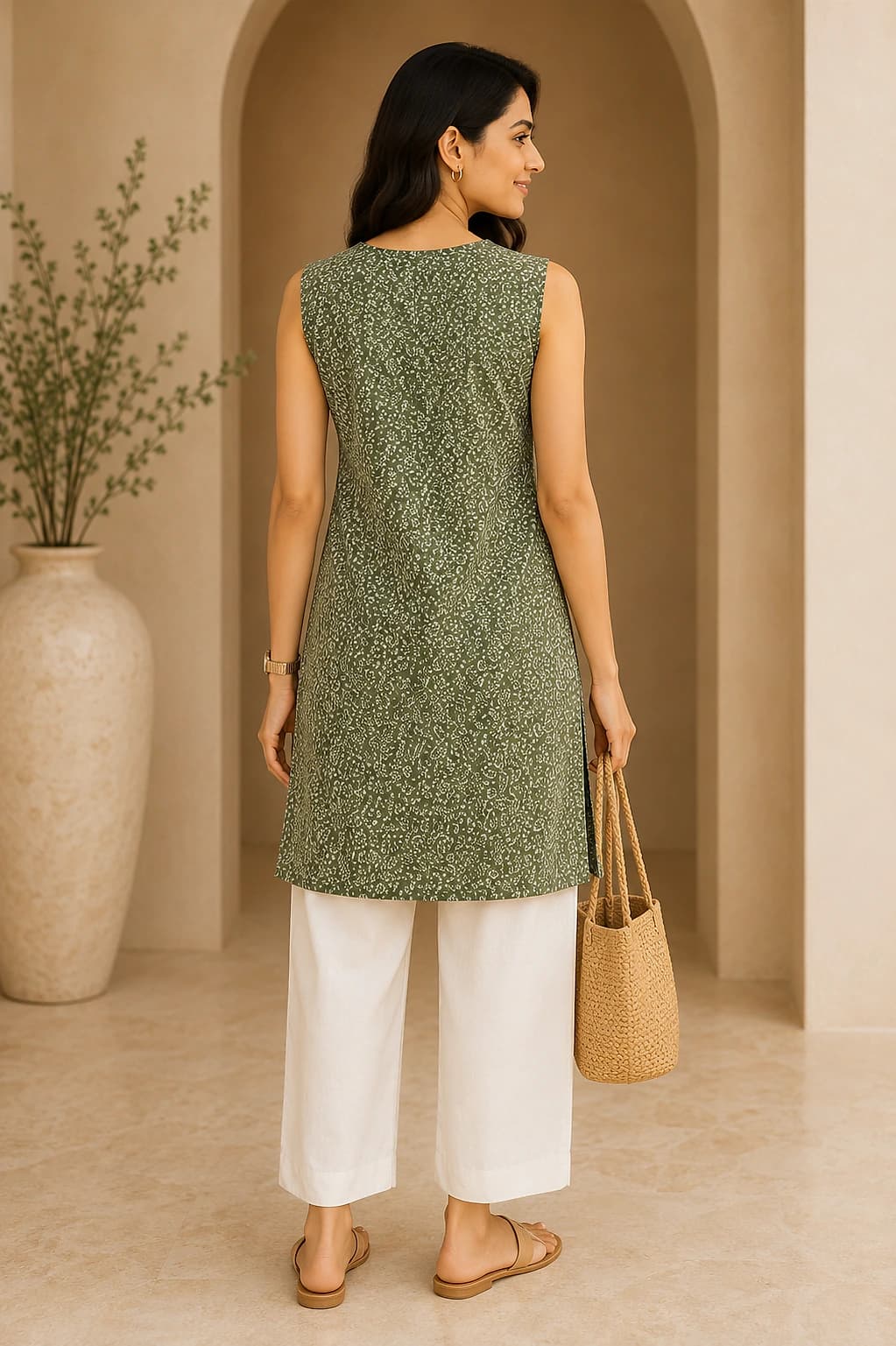 Sage Green Kurti — back