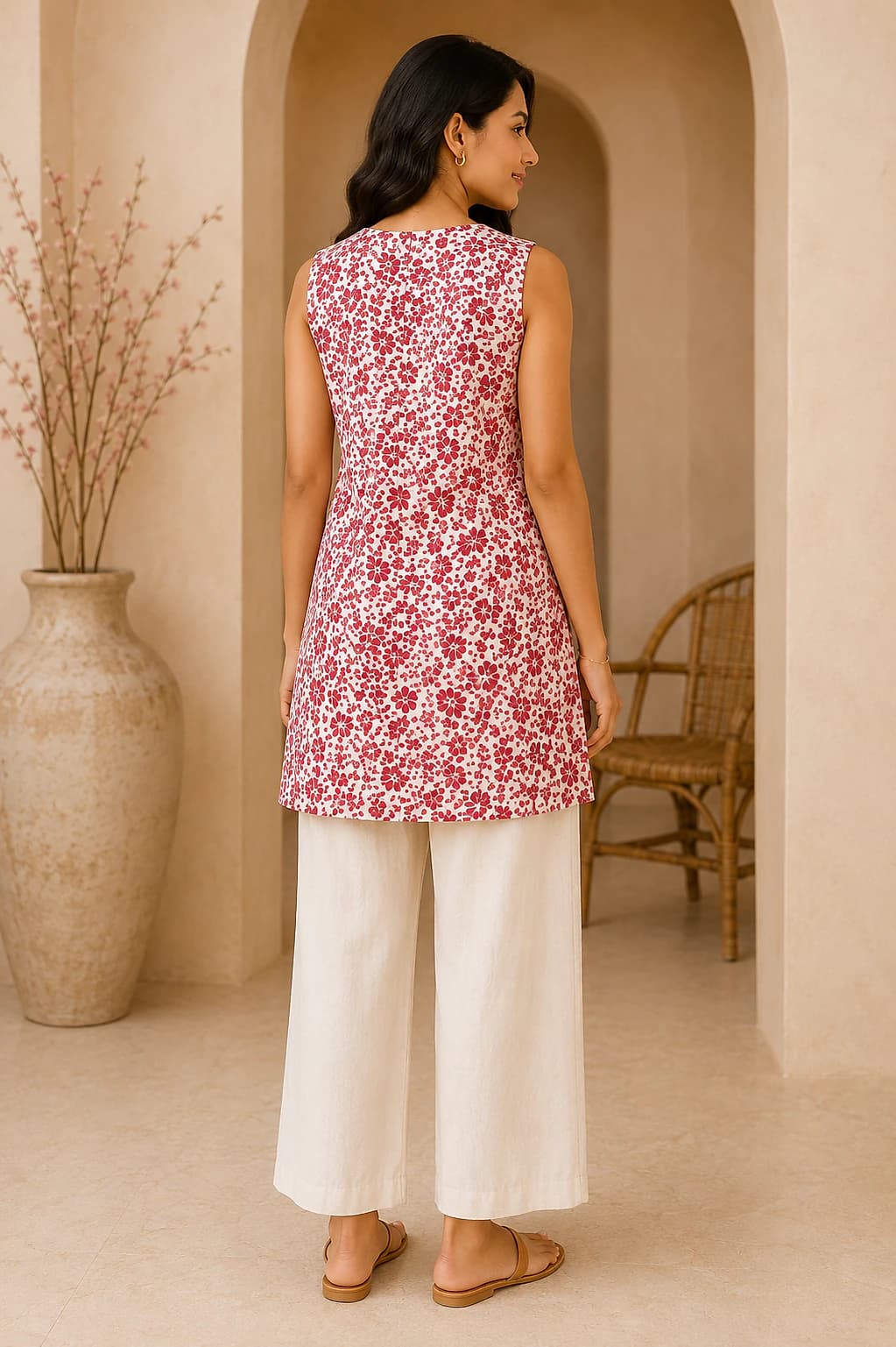 Pink Floral Kurti