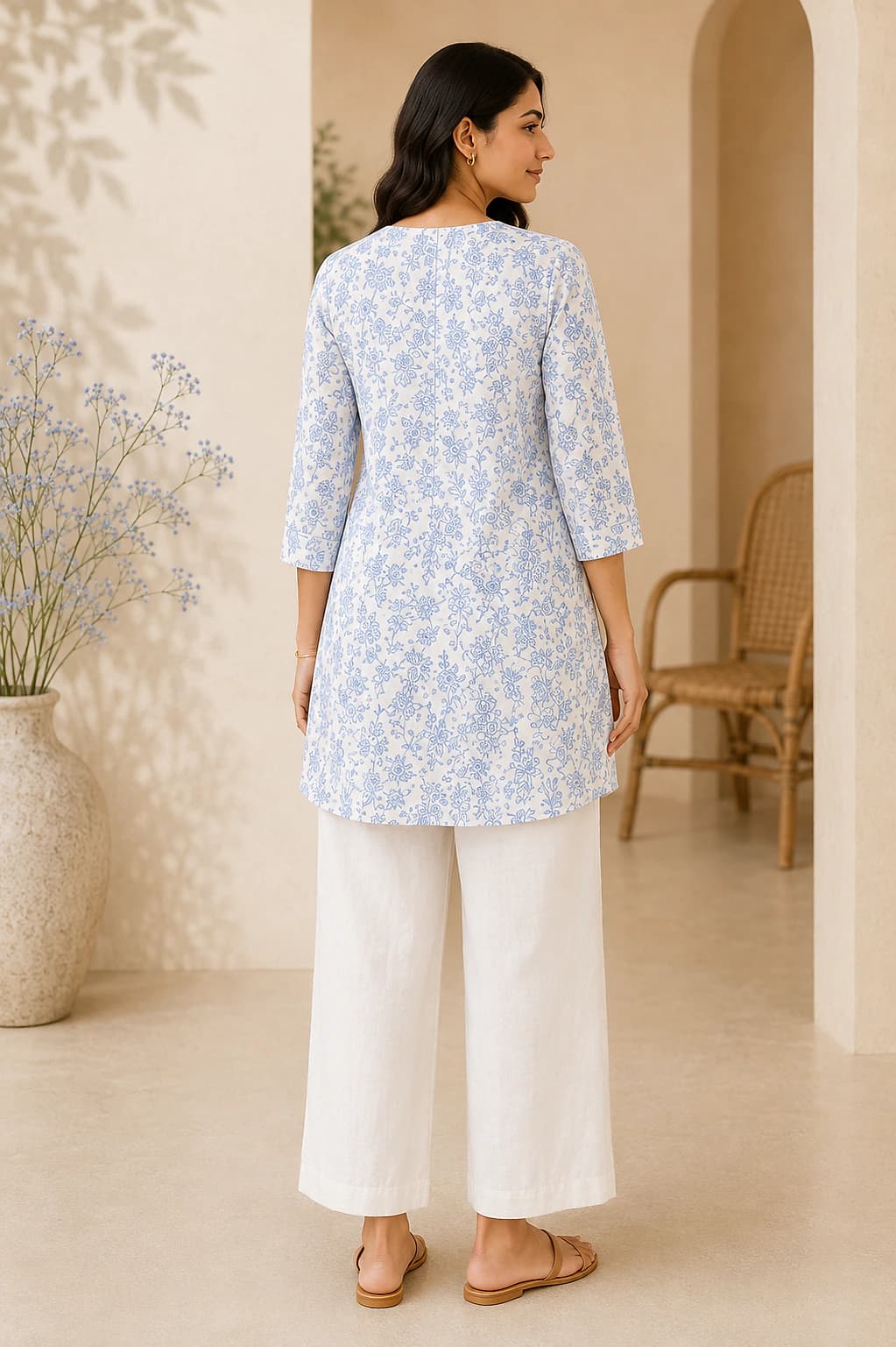 Blue Blossom Floral Top — back