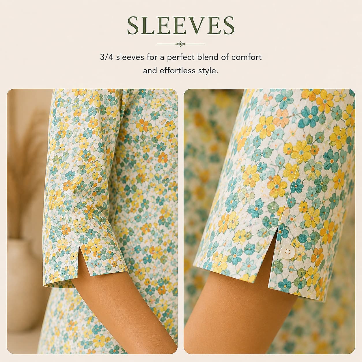 Meadow Bloom Floral Top — sleeve detail